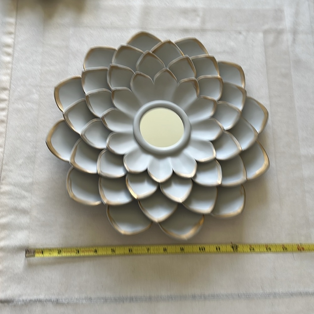 Elegant Flower Gray And Gold Wall Mirrors Set 3 - Picture 3 of 4